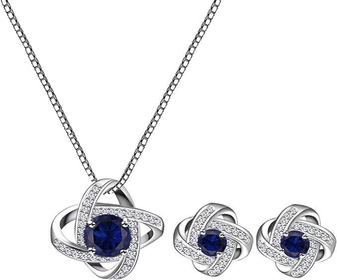 CZ NECKLACE /EARRINGS SET - SAPPHIRE