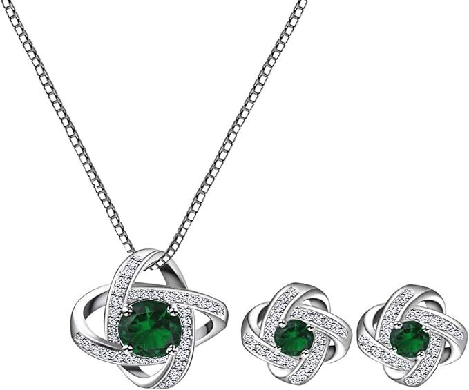 CZ NECKLACE /EARRINGS SET - EMERALD