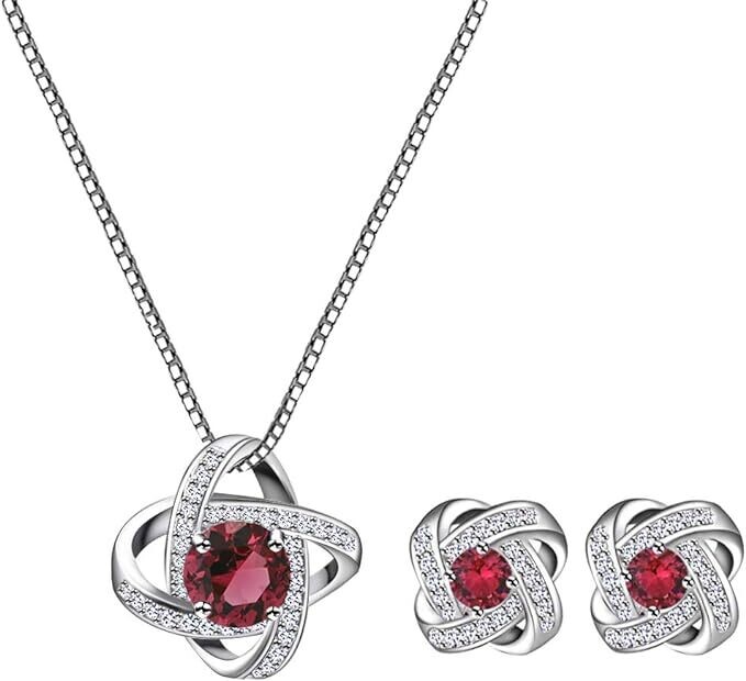 CZ NECKLACE /EARRINGS SET - RUBY