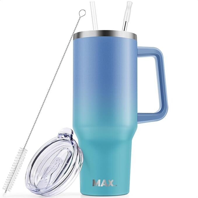 ​40 oz Tumbler with Handle and Straw Lid- BLUE