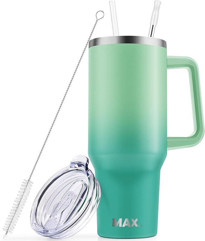 40 oz Tumbler with Handle and Straw Lid- JADE