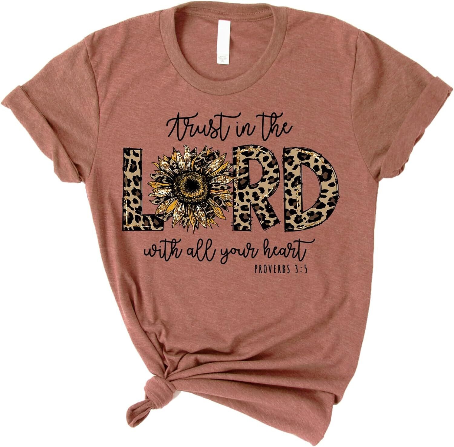 GRAPHIC TEE- TRUST IN THE LORD WITH ALL YOUR HEART - HEATHER CHESTNUT