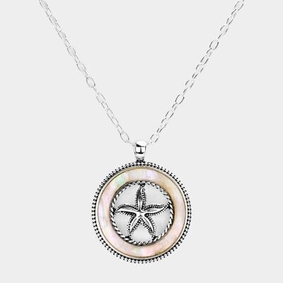 Pearl Starfish Pendant Necklace - SILVERTONE