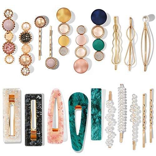 20 PCS Macaron Pearl Acrylic Resin Fashion Hair Clips Set