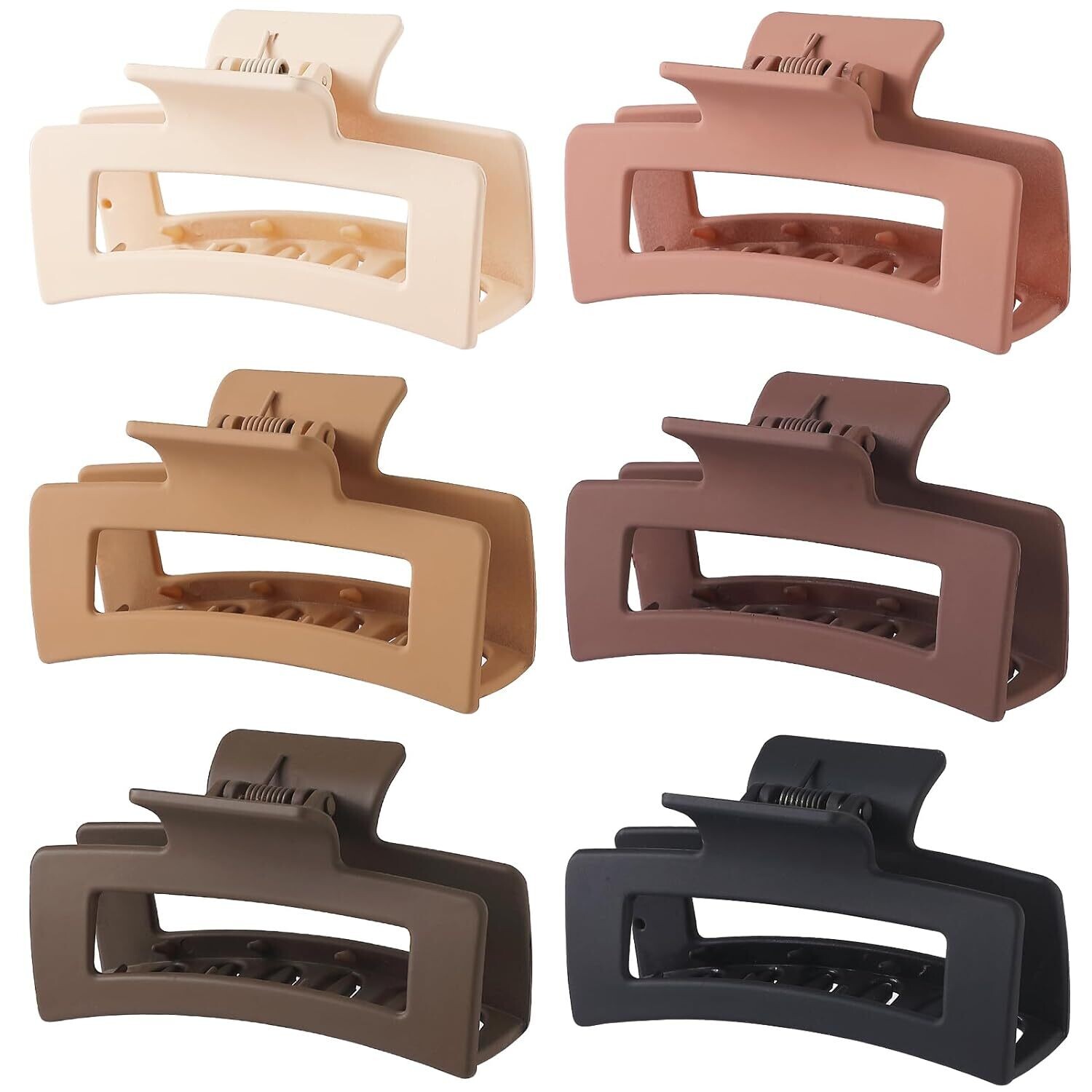 3.5 Inch Medium Hair Claw Clips - Set of 6 - COFFEE