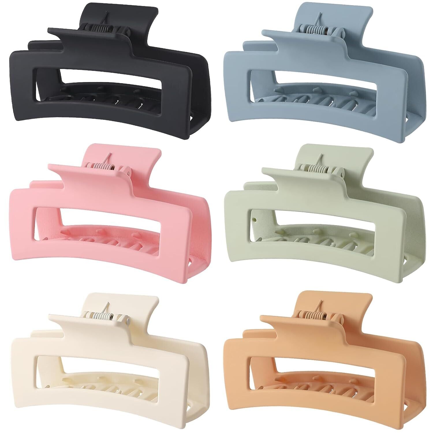 3.5 Inch Medium Hair Claw Clips - Set of 6 - BASIC