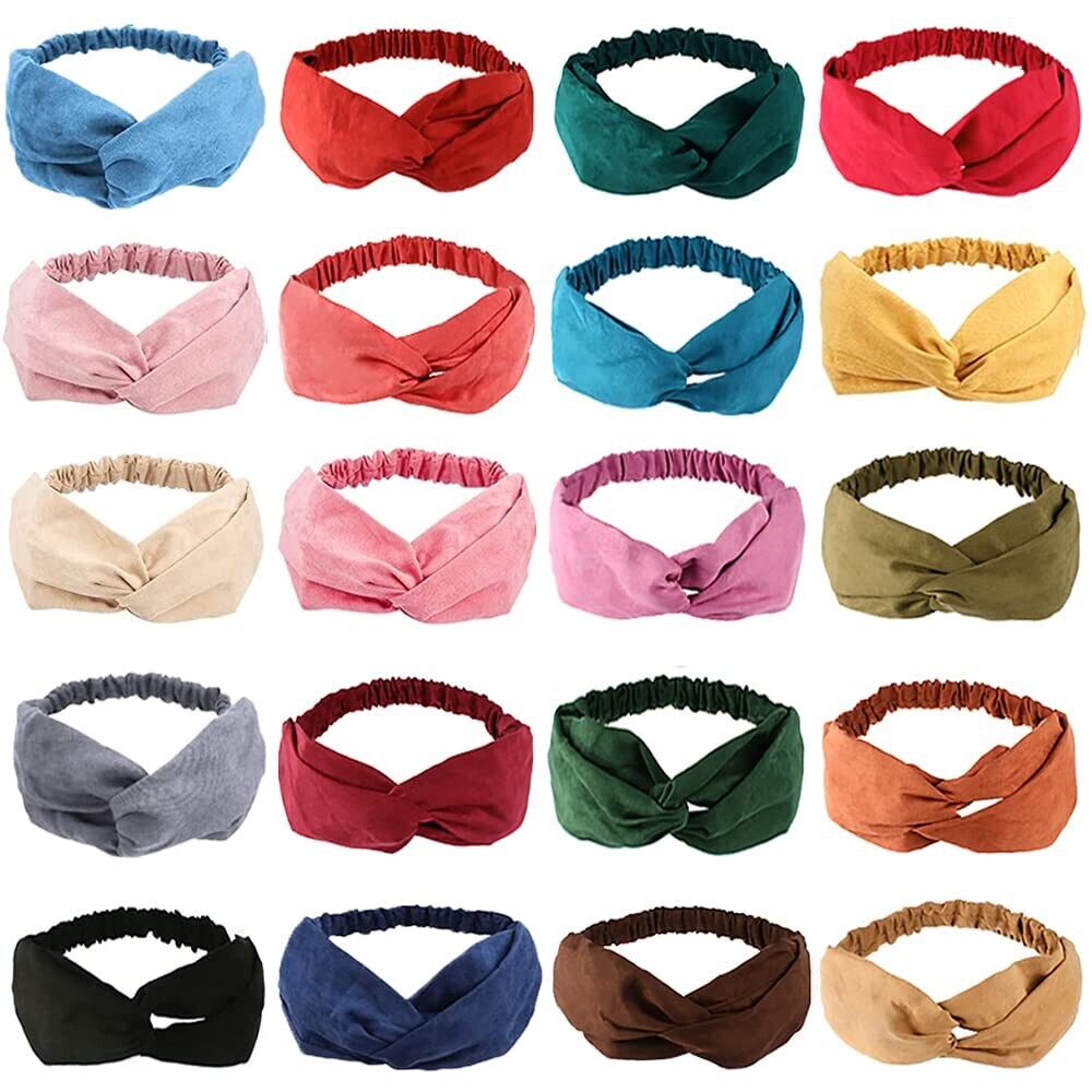 20 Pack Headbands for Women Knotted - SOLIDS