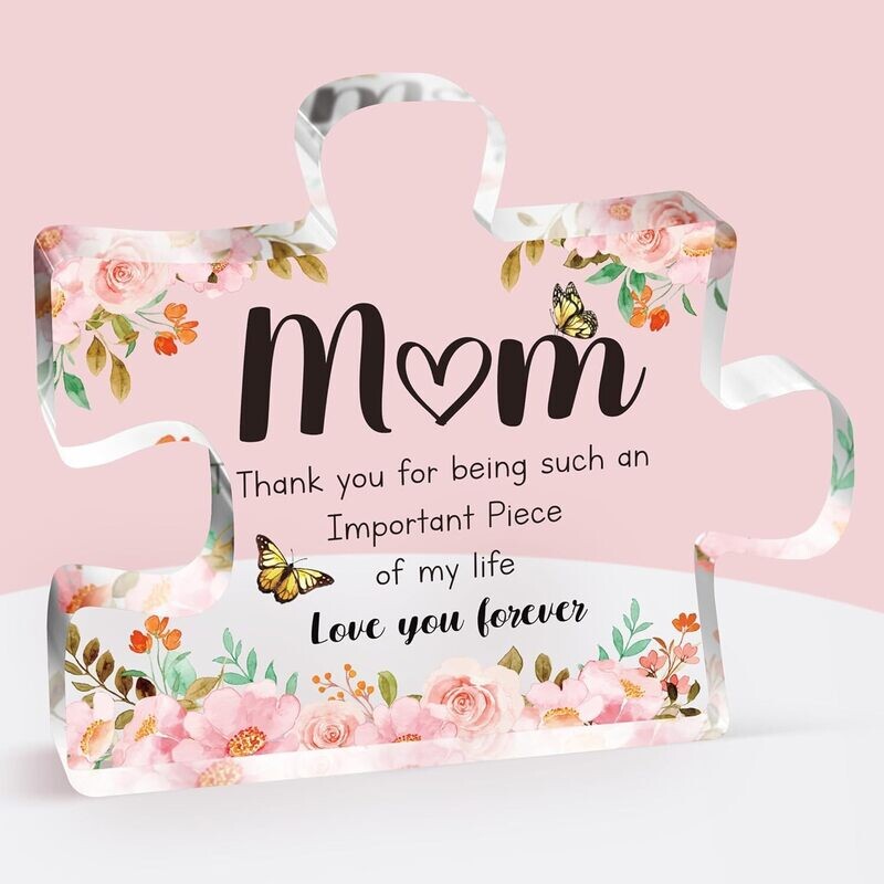 Puzzle Shaped Acrylic Keepsake Gift for Mom