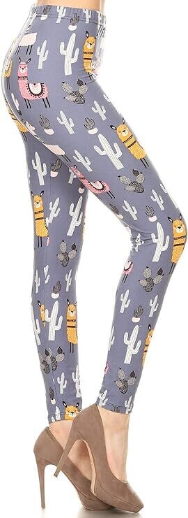 HIGH WAISTED PRINT LEGGINGS - LLAMA MOMMA