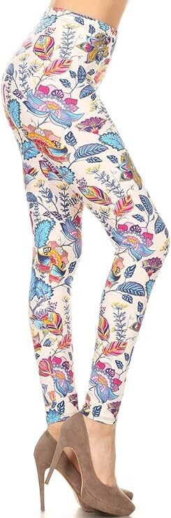 High Waisted Print Leggings - FLORAL WONDER