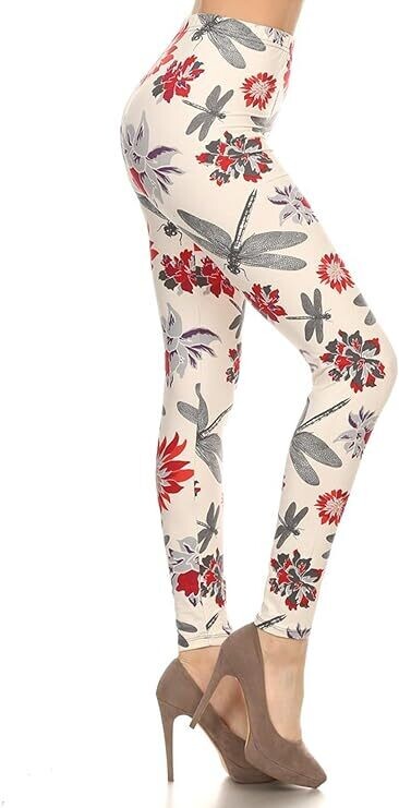 HIGH WAISTED PRINT LEGGINGS - DRAGONFLY GARDEN