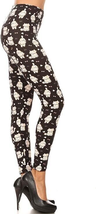 HIGH WAISTED PRINT LEGGINGS - CAT LADY
