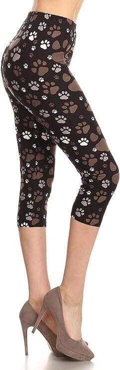 CAPRI LEGGINGS - BLACK/GRAY PAWPRINT