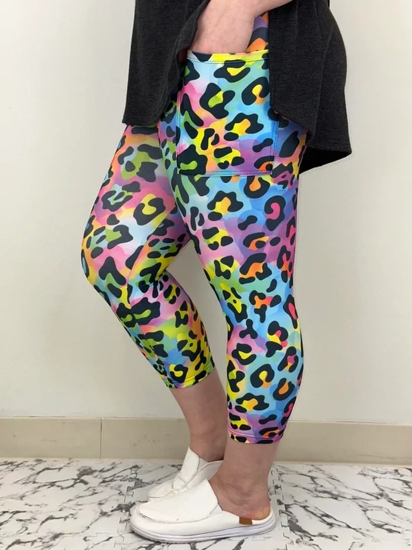 CAPRI LEGGINGS -    RAINBOW CHEETAH WITH POCKETS