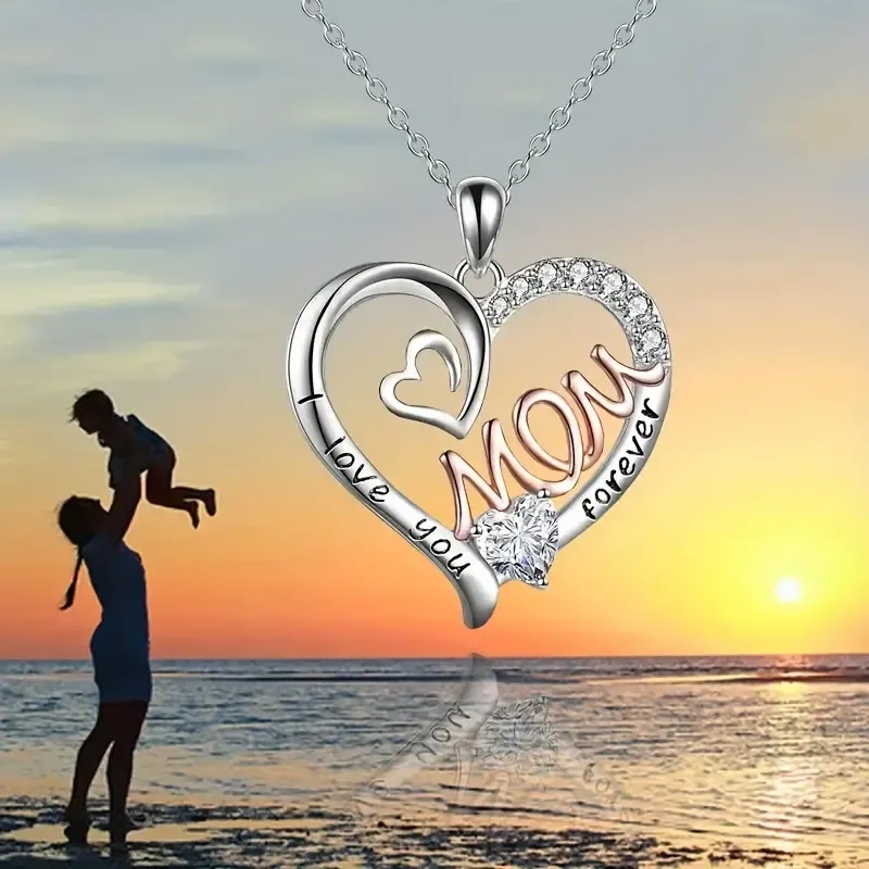I LOVE YOU MOM FOREVER HEART NECKLACE