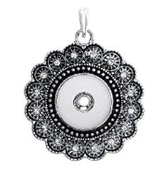 SNAP NECKLACE BASE W/CHAIN - DARK FLOWER W/CRYSTALS