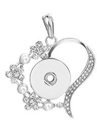 SNAP NECKLACE BASE W/CHAIN - CRYSTAL HEART with PEARL ACCENTS