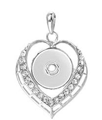 SNAP NECKLACE BASE W/CHAIN - CRYSTAL RAISED HEART