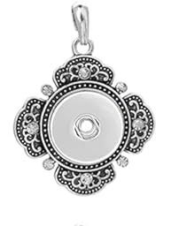 SNAP NECKLACE BASE W/CHAIN - FLORAL MEDALLION