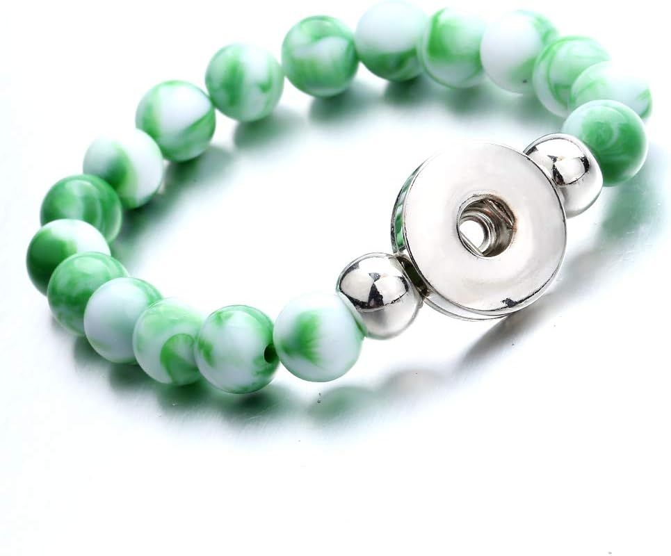 BEADED STRETCHABLE SNAP BRACELET - GREEN