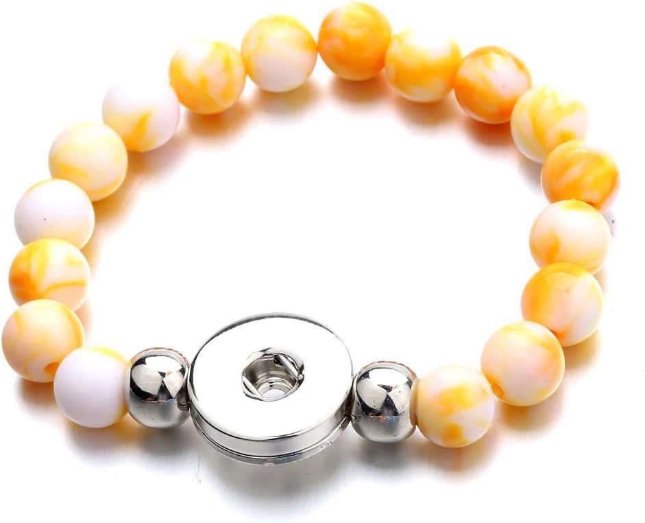 BEADED STRETCHABLE SNAP BRACELET - YELLOW