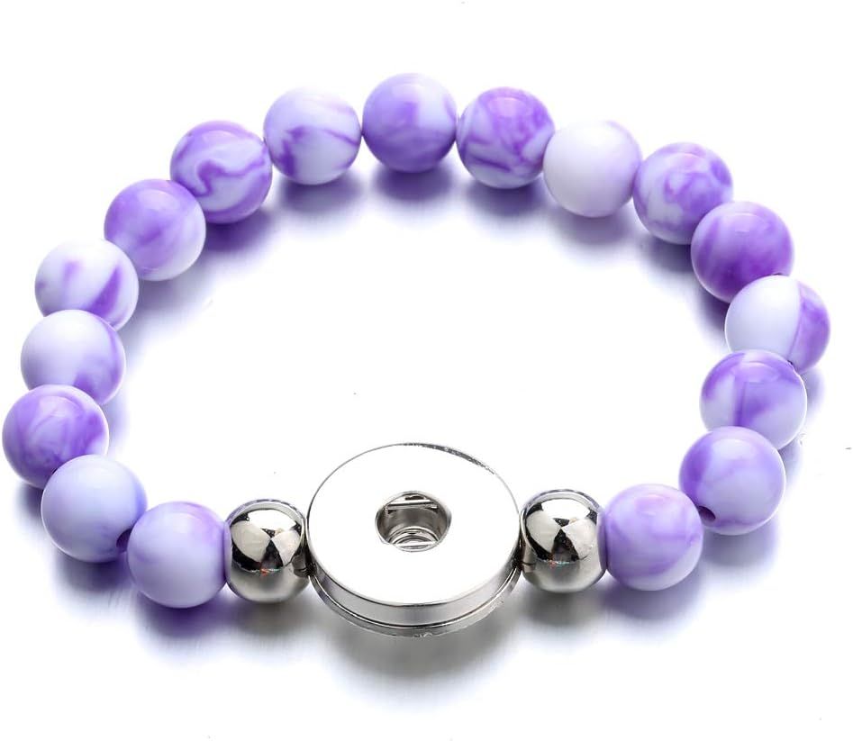 BEADED STRETCHABLE SNAP BRACELET - PURPLE