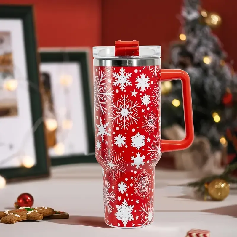 MERRY CHRISTMAS TUMBLER -  RED SNOWFLAKES