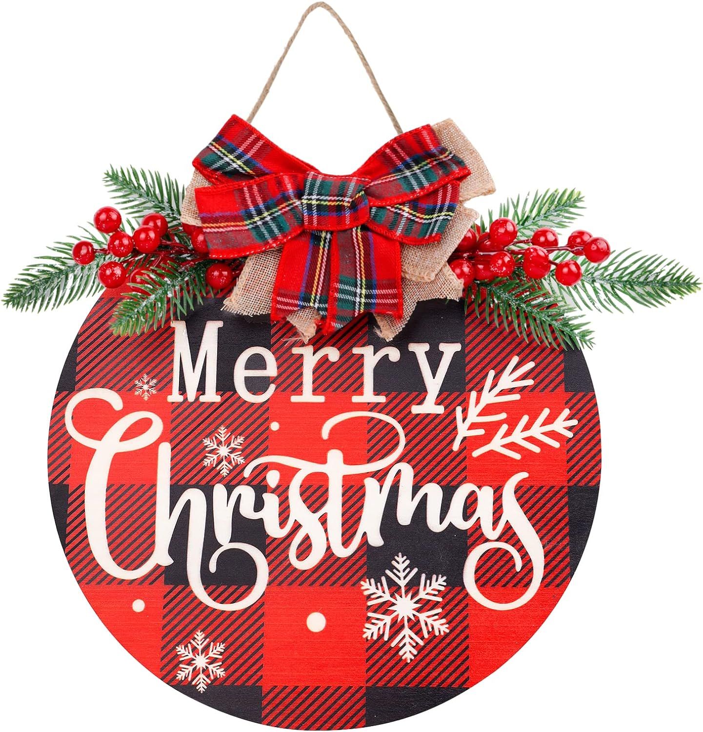 Door Hanger - MERRY CHRISTSMAS BUFFALO PLAID