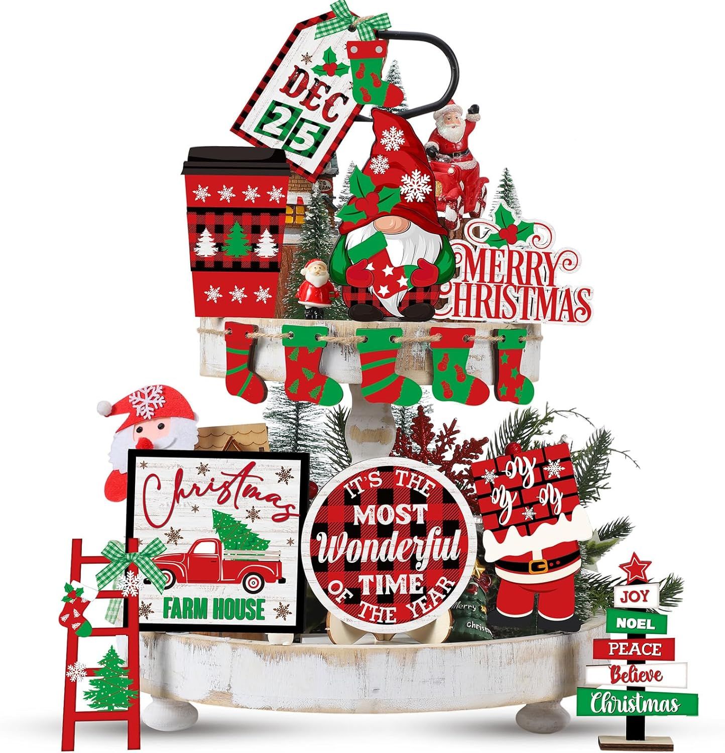 Tiered Tray Decor Set- 14 Pieces