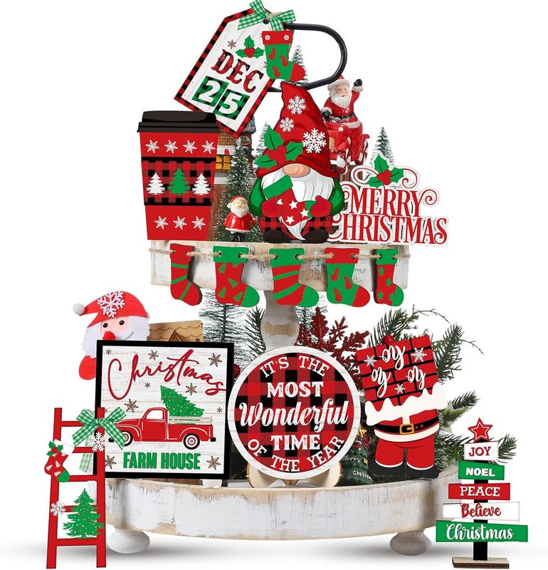 Tiered Tray Decor Set- 14 Pieces