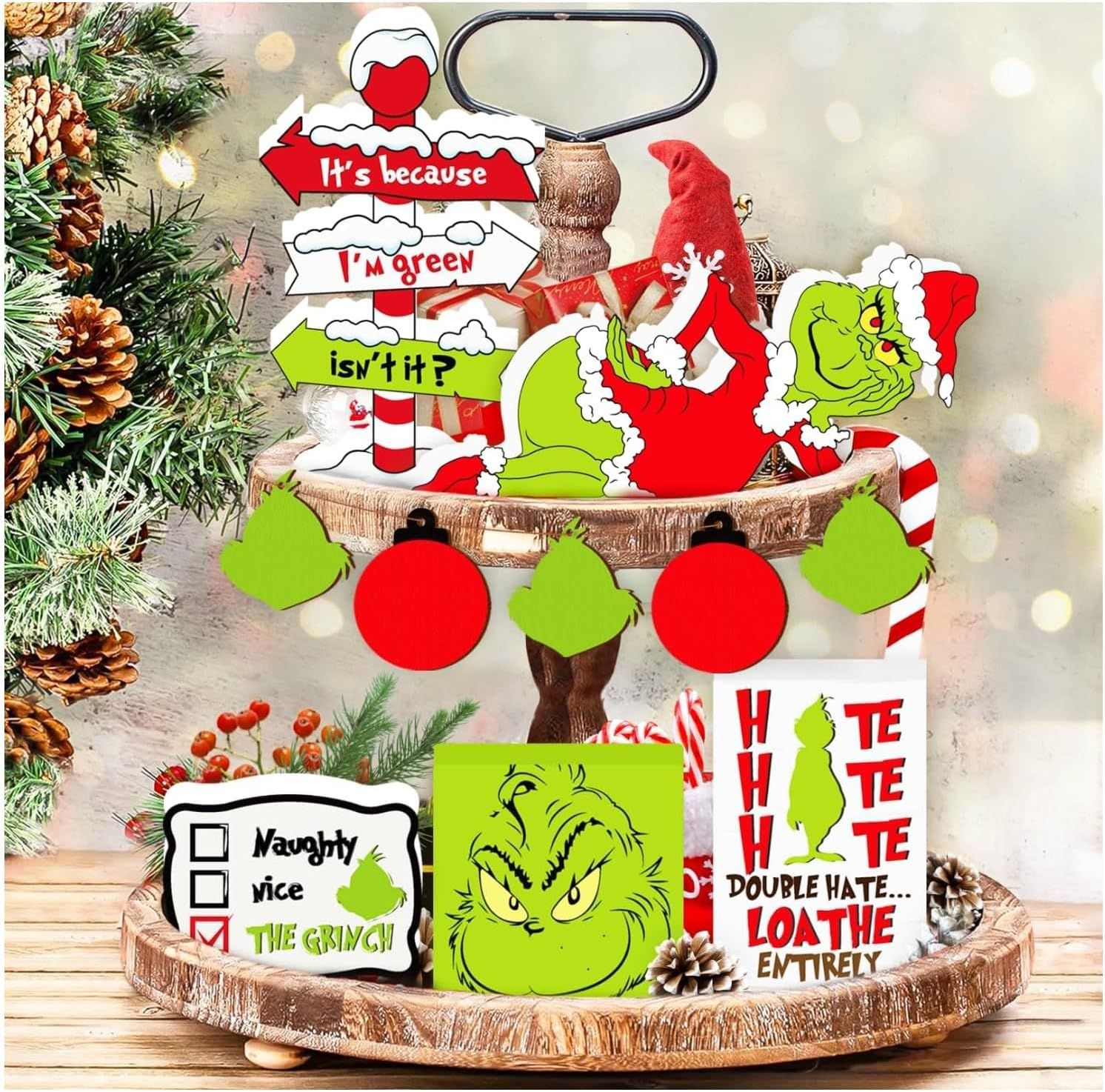 Tiered Tray Decor Set- GRINCH