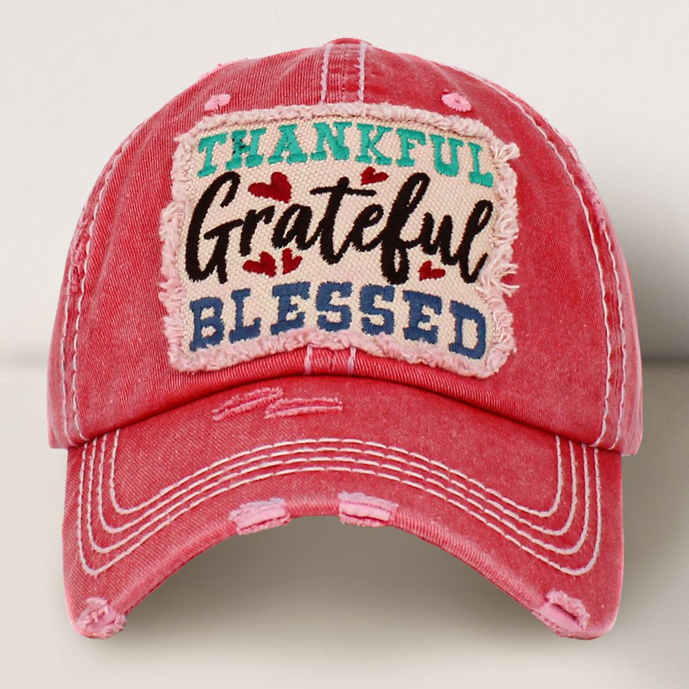 THANKFUL GRATEFUL BLESSED Vintage Baseball Cap - PINK