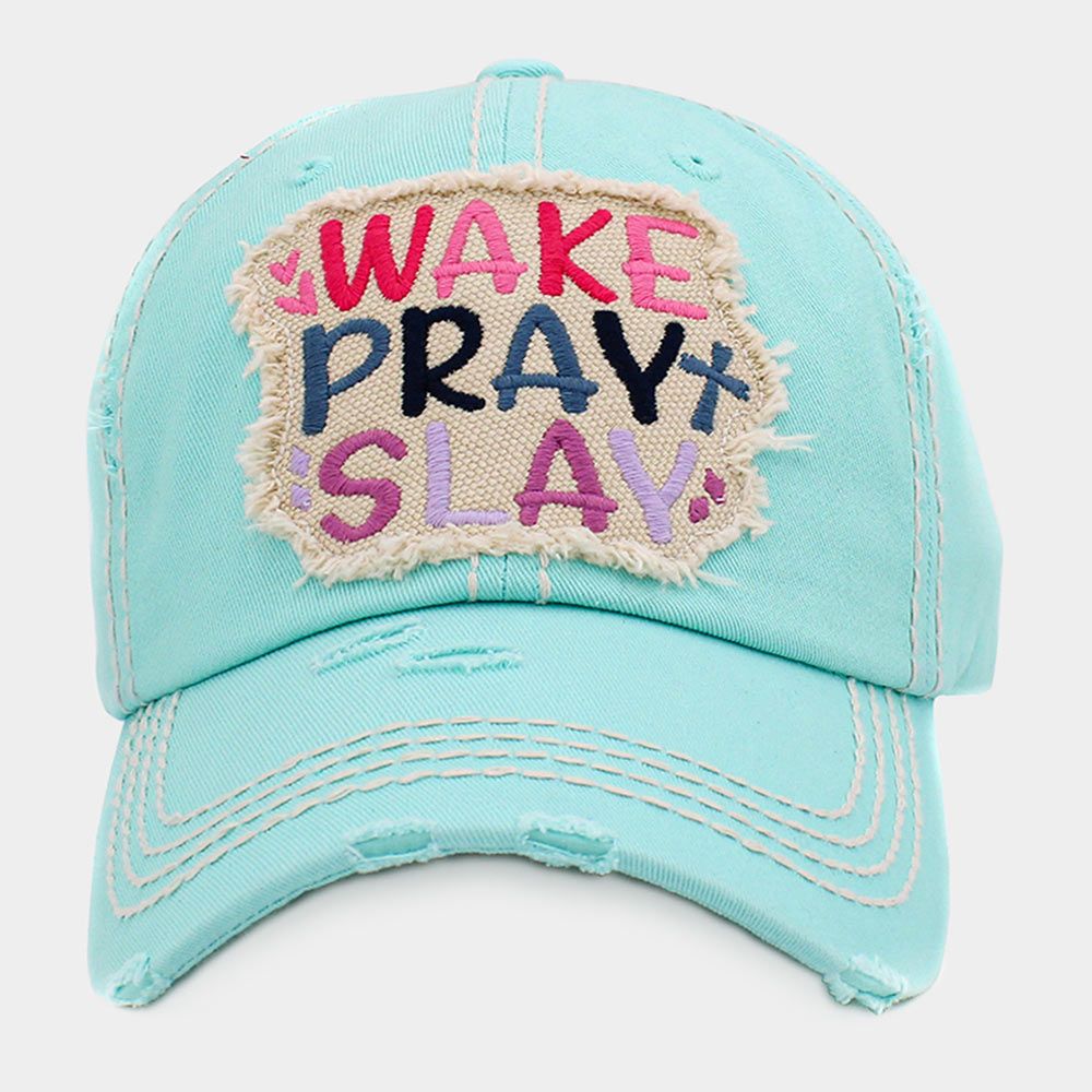 WAKE PLAY SLAY Vintage Baseball Cap - BLUE