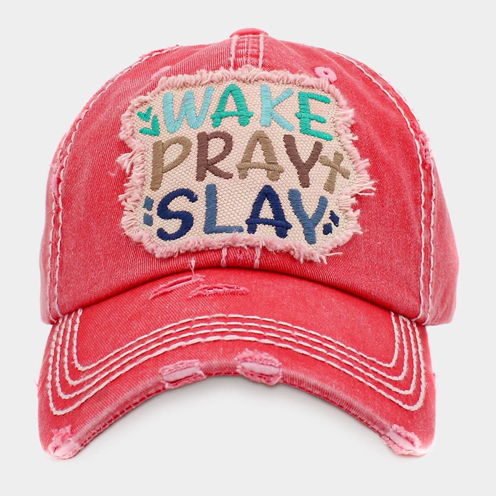 WAKE PLAY SLAY Vintage Baseball Cap - PINK