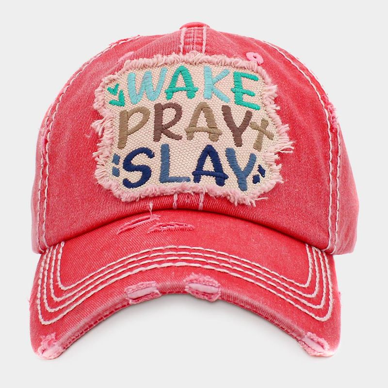 WAKE PLAY SLAY Vintage Baseball Cap - PINK