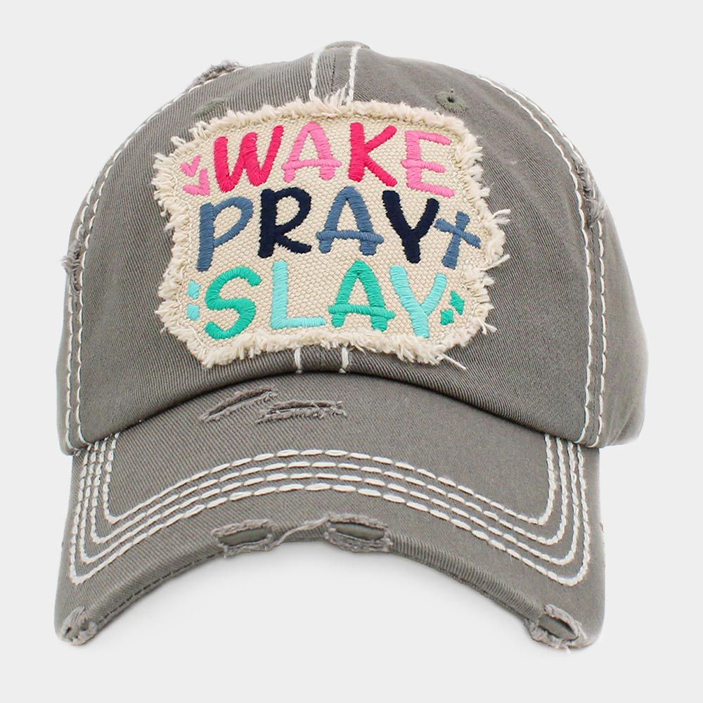 WAKE PLAY SLAY Vintage Baseball Cap - GRAY