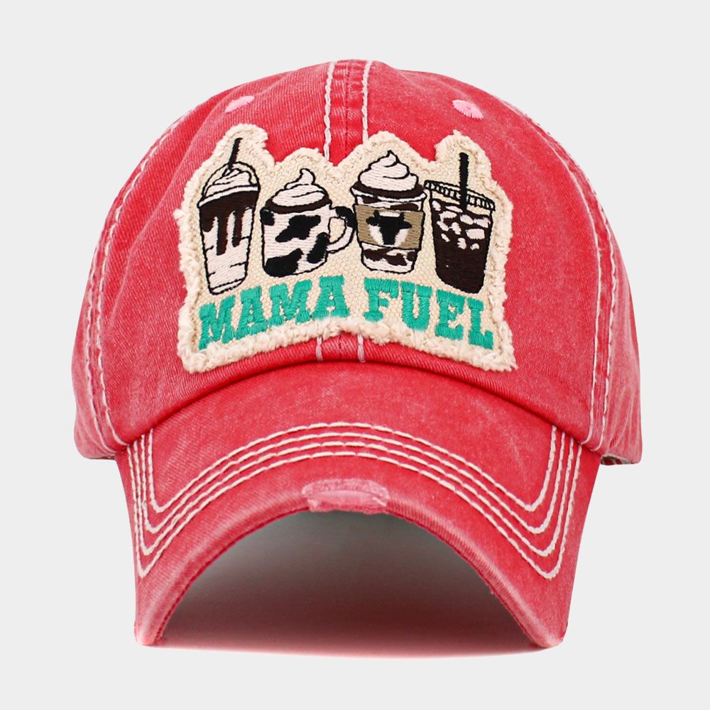 MAMA FUEL Message Coffee Vintage Baseball Cap - PINK