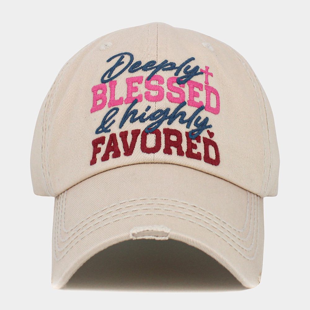 Deeply Blessed and highly Favored Message Vintage Baseball Cap - BEIGE