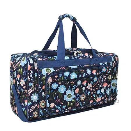 Pastel Floral NGIL Canvas 23&quot; Duffle Bag - NAVY