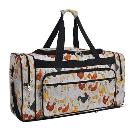 Pastel Floral NGIL Canvas 23&quot; Duffle Bag - CHICKEN POWER