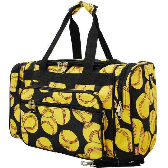 Pastel Floral NGIL Canvas 23&quot; Duffle Bag - SOFTBALL