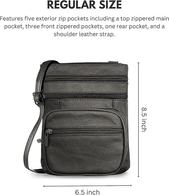 Genuine Leather Cross Body Bag - GRAY
