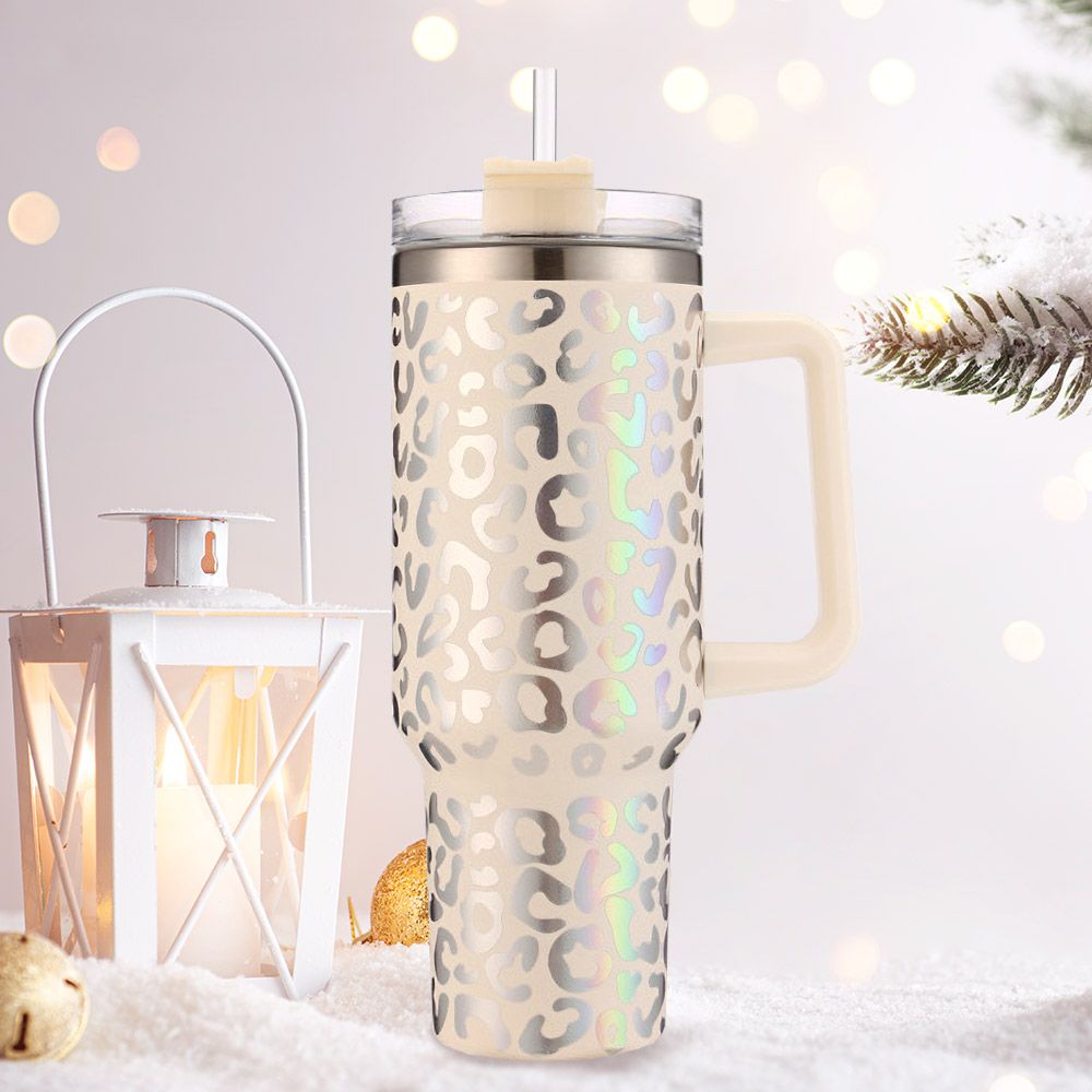 Leopard Patterned 40oz Stainless Steel Tumbler
