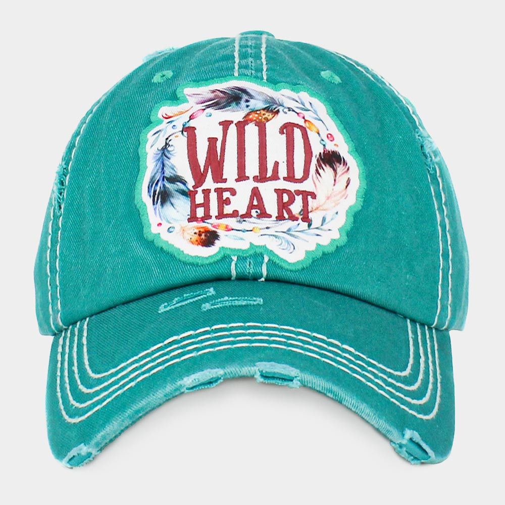 WILD HEART Message Vintage Baseball Cap - TURQUOISE