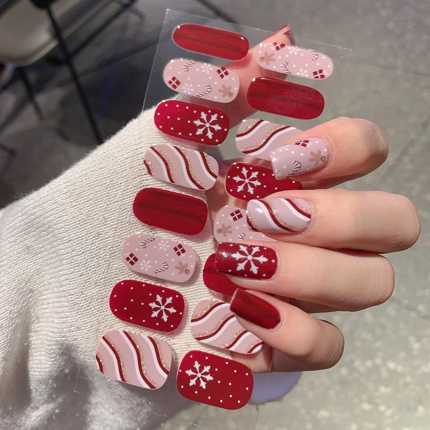 NAIL WRAPS - STRIPES and SNOWFLAKES