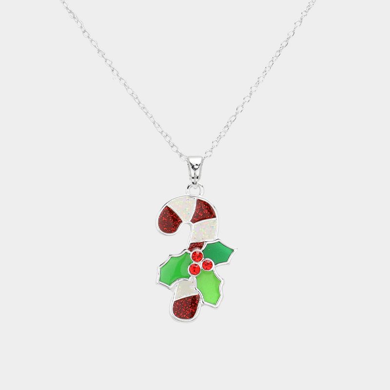 Christmas Candy Cane Pendant Necklace