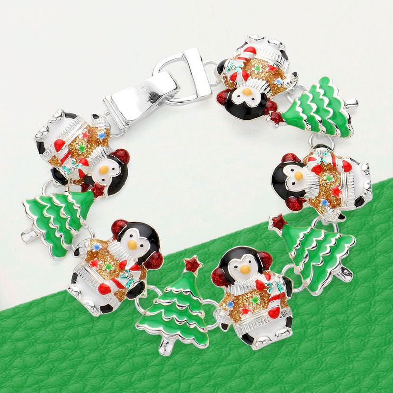 Christmas Tree Penguin Link Magnetic Bracelet