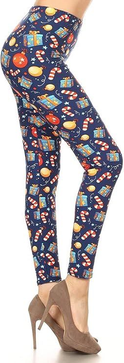 LEGGINGS - BLUE CANDY CANE/PRESENTS