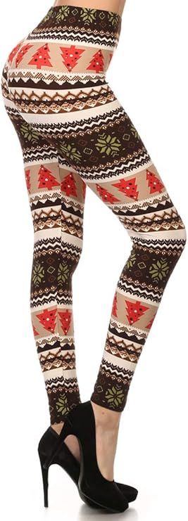 LEGGINGS - BLACK &amp; TAN SNOWFLAKE/TREE
