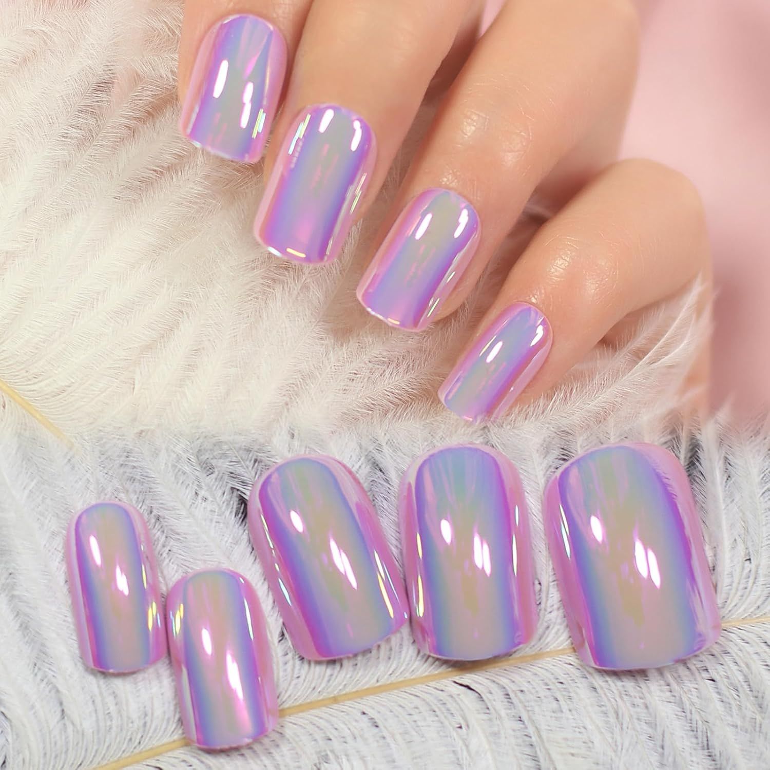 PRESS ON NAILS - METALLIC WHITE
